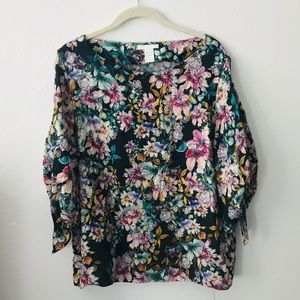 H&M floral blouse with cut out sleeves